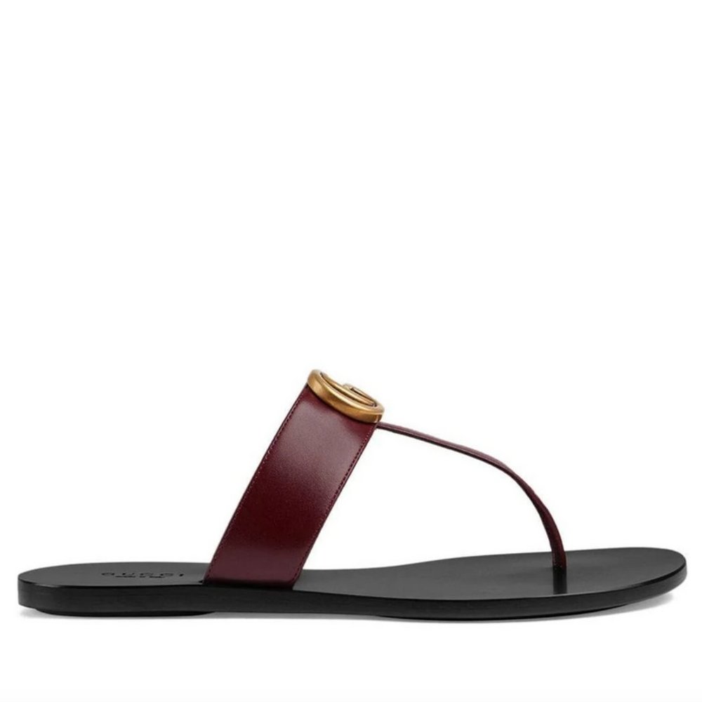 Gucci Leather thong sandal with Double G 37.5 - Picture 2 of 15
